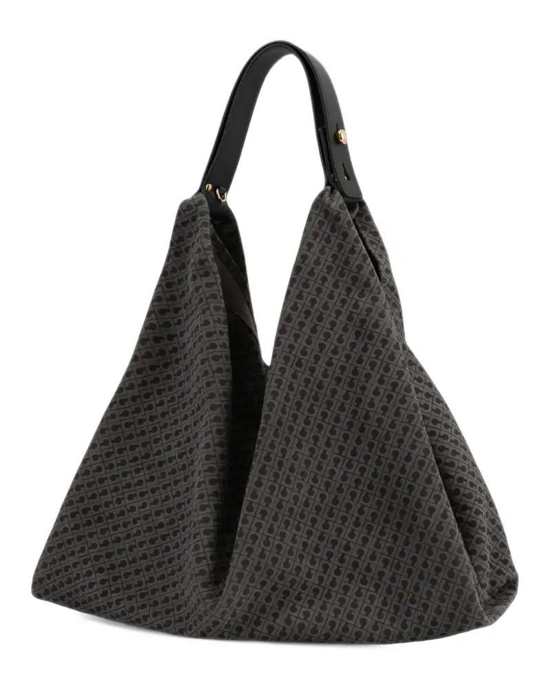 Gherardini Amazzonia Schultertasche aus Wildleder mit Monogramm-Print - Grau Grau