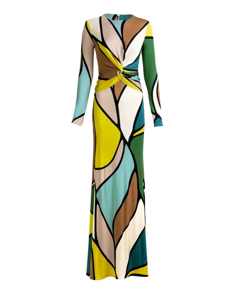 Silvia Tcherassi Lucian Maxikleid mit verdrehtem Print - Gelb Gelb
