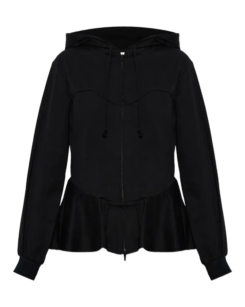 Noir Kei Ninomiya Kapuzenjacke mit Schößchen-Saum - Schwarz Schwarz