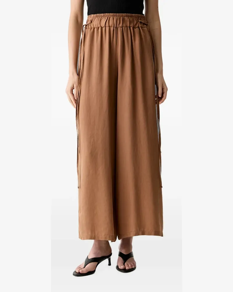 VICOLO elasticated drawstring-waist palazzo pants - Braun Braun