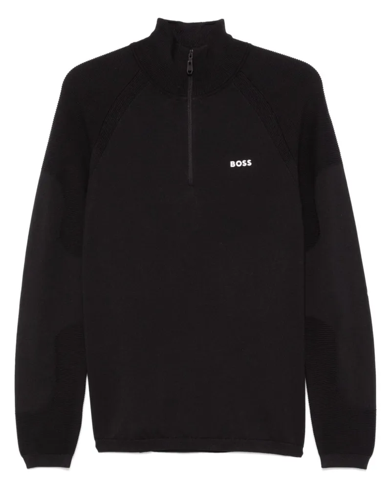 HUGO BOSS Pullover mit gummiertem Logo - Schwarz Schwarz