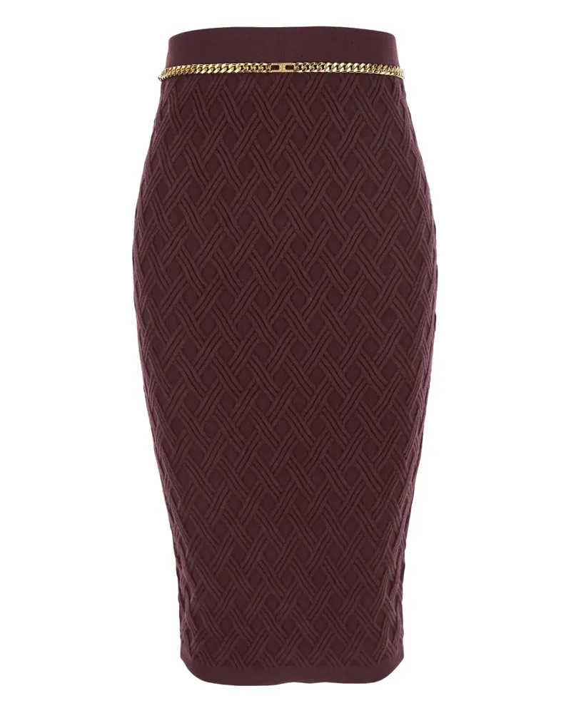 Elisabetta Franchi quilted chain-belt midi skirt - Rot Rot