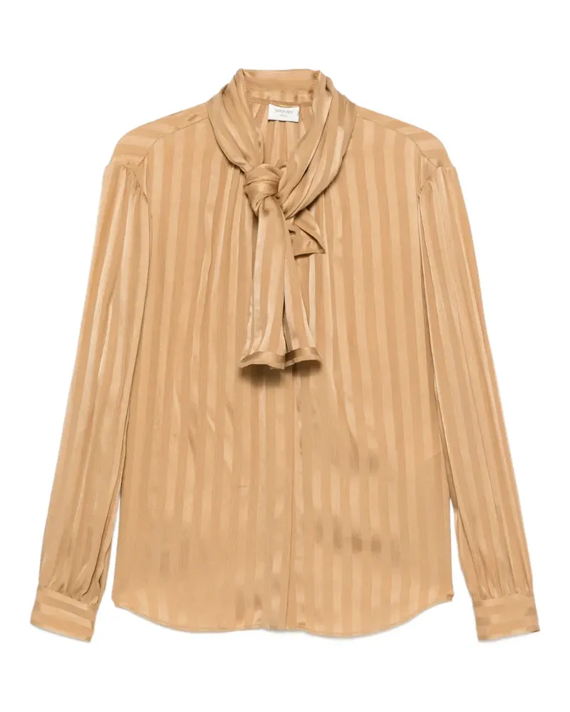 Saint Laurent Gestreifte Schluppenbluse - Nude Nude
