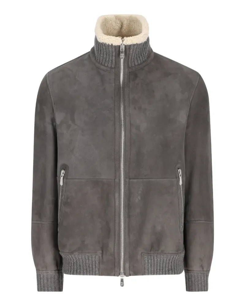Brunello Cucinelli Jacke mit Shearling-Besatz - Grau Grau