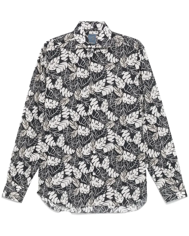 BARBA Hemd mit Blumen-Print - Schwarz Schwarz