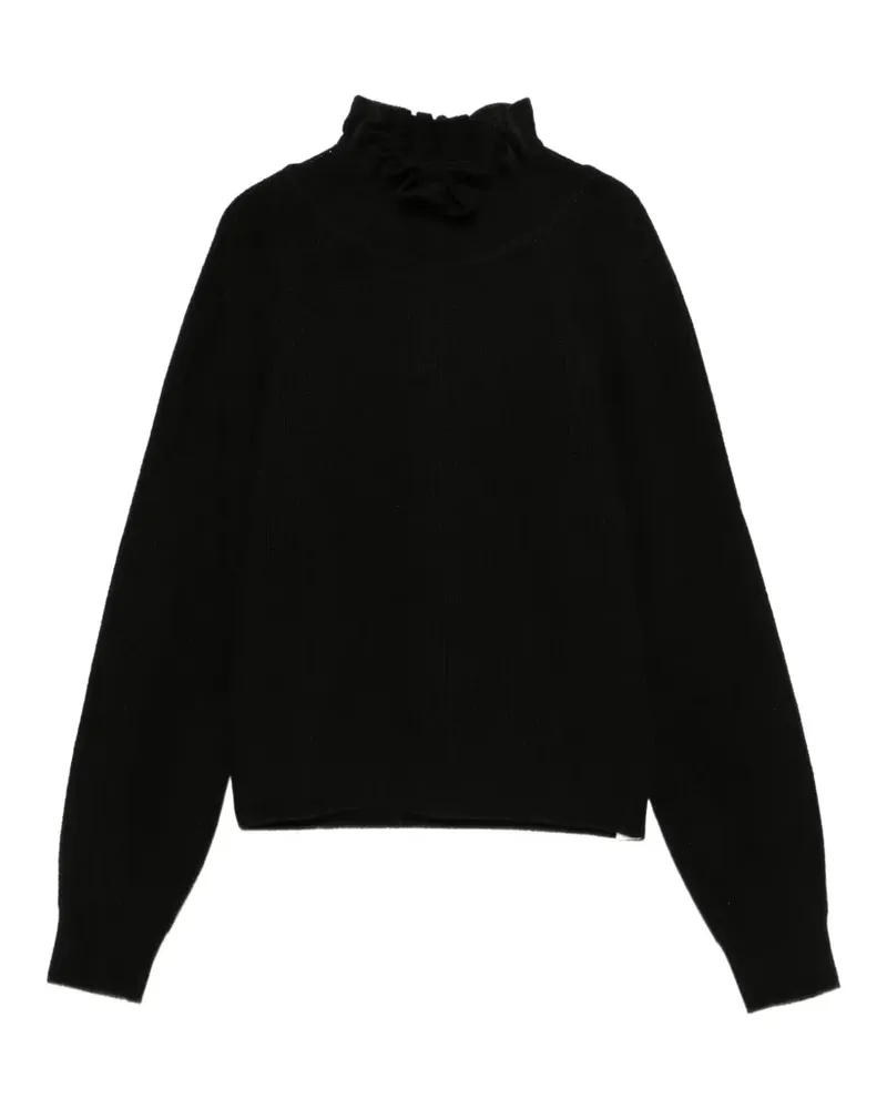 JUUN.J ruffled-trim raglan-sleeve sweater - Schwarz Schwarz