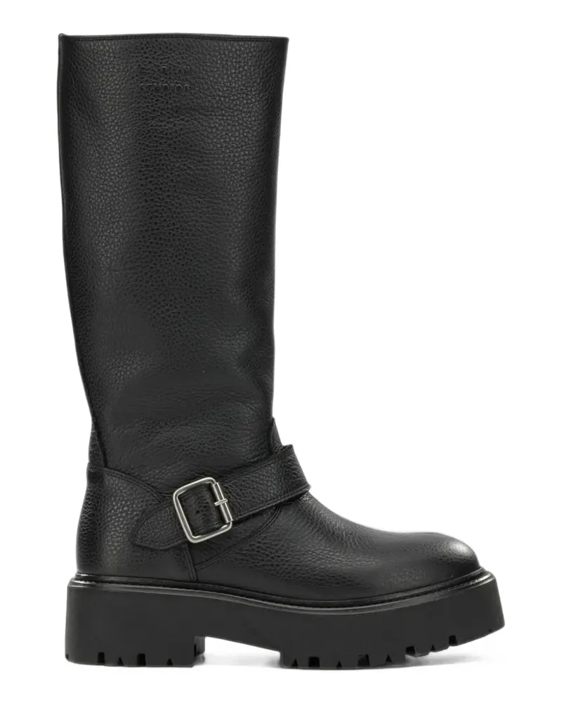 Copenhagen buckled grained leather boots - Schwarz Schwarz