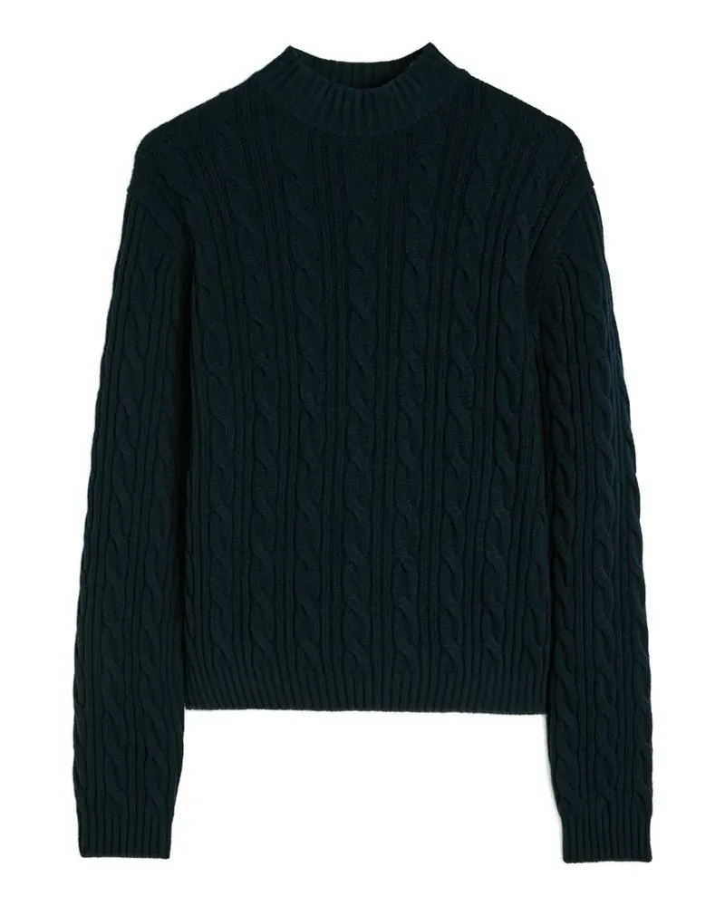 Jil Sander Stehkragen-Pullover mit Zopfmuster - Blau Blau