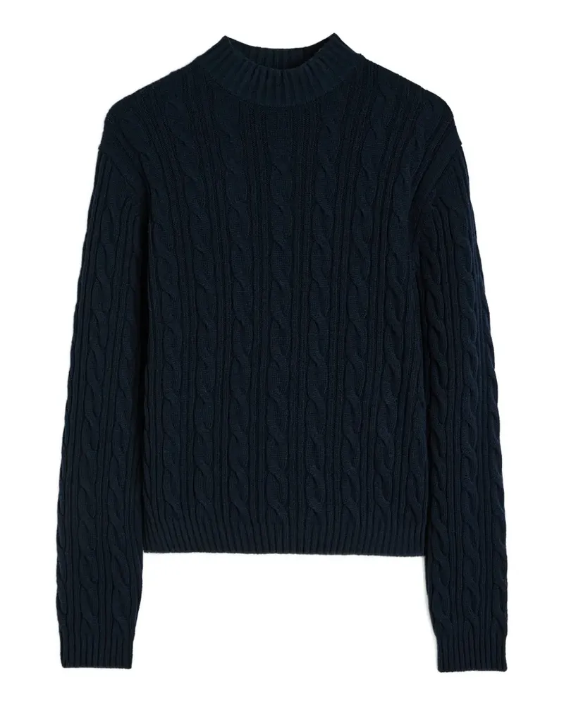 Jil Sander Stehkragen-Pullover mit Zopfmuster - Blau Blau