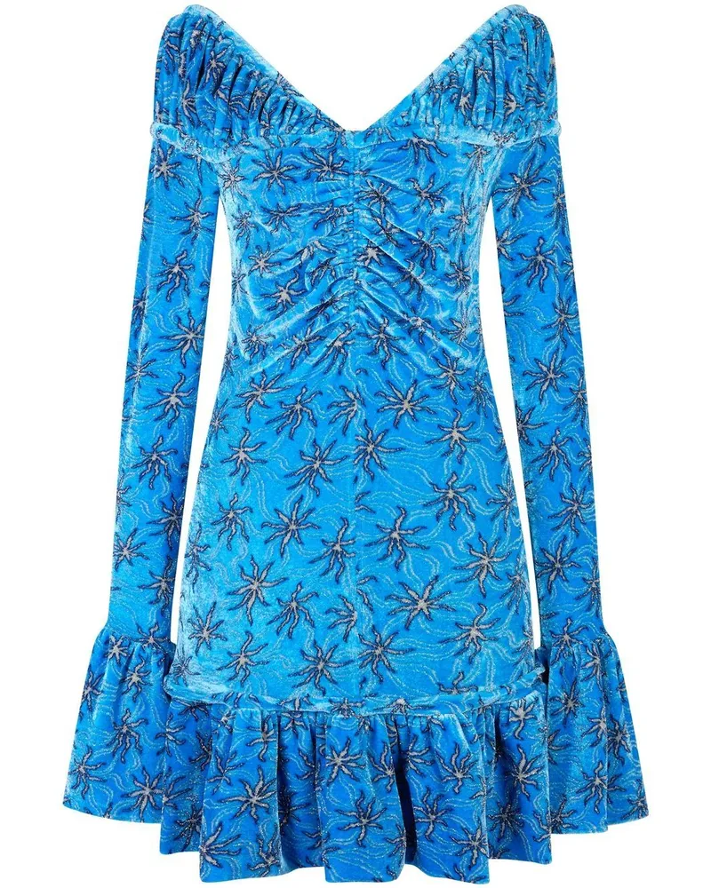 Paco Rabanne Minikleid mit Print - Blau Blau