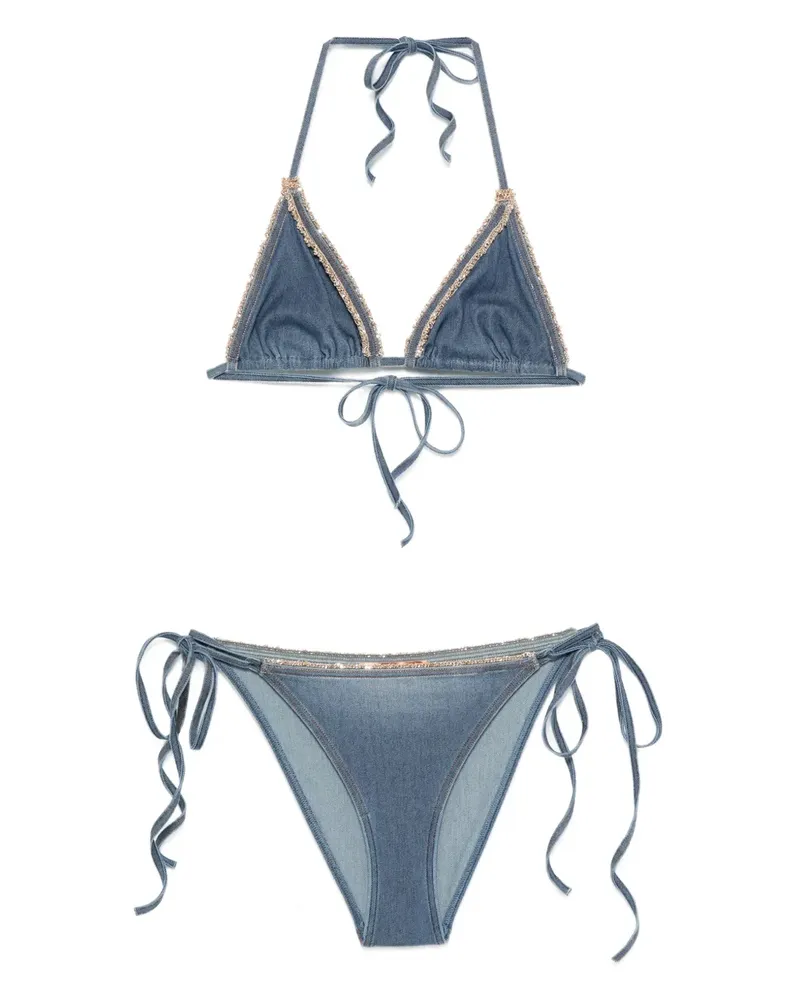 Ermanno Scervino Triangel-Bikini mit Fransen - Blau Blau
