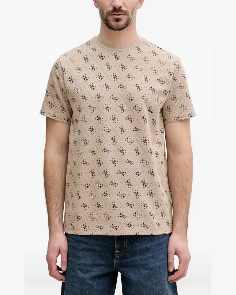 Guess monogram-print T-shirt - Nude Nude