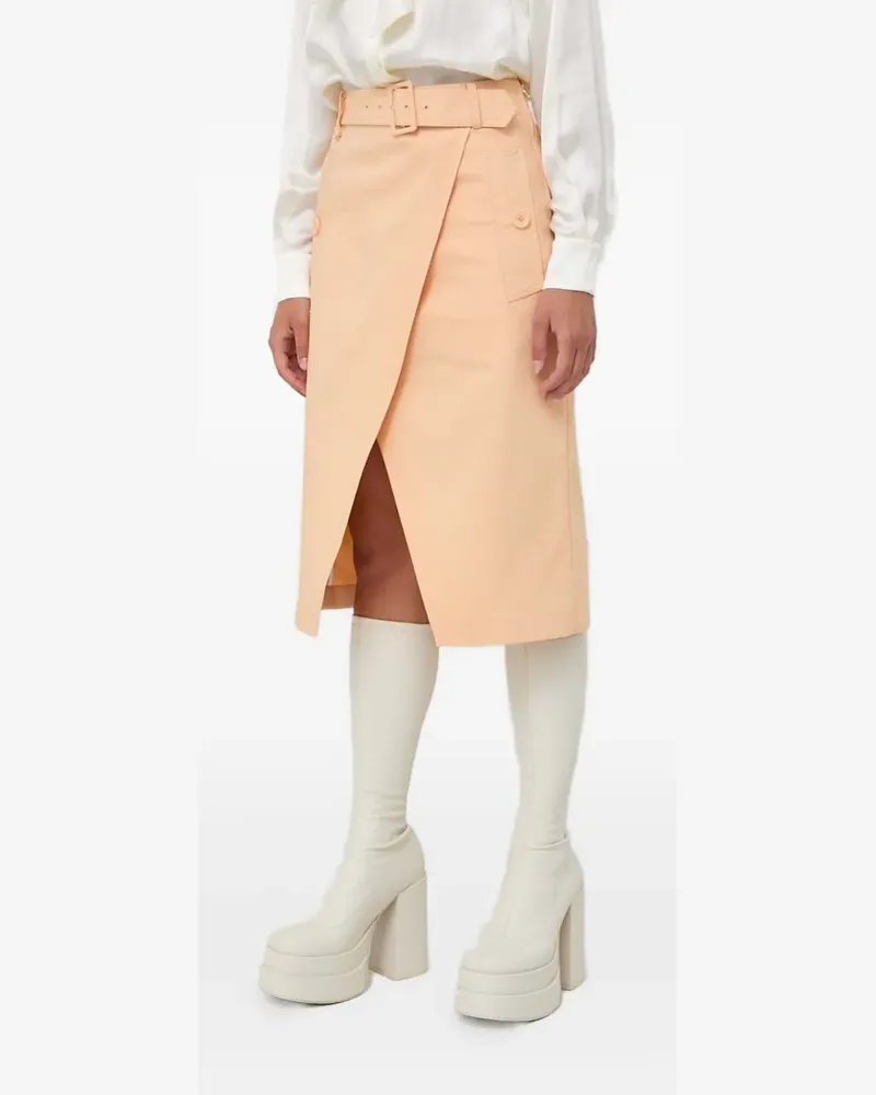 Patrizia Pepe belted wrap midi skirt - Nude Nude