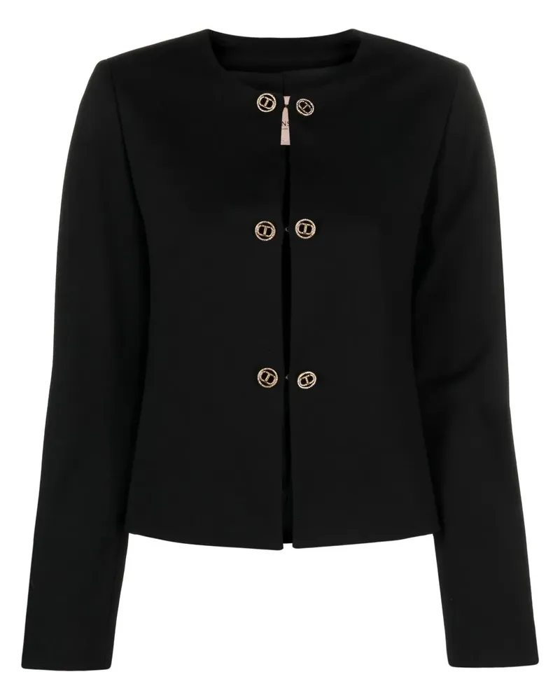 Twin-Set Cropped-Blazer mit Logo - Schwarz Schwarz