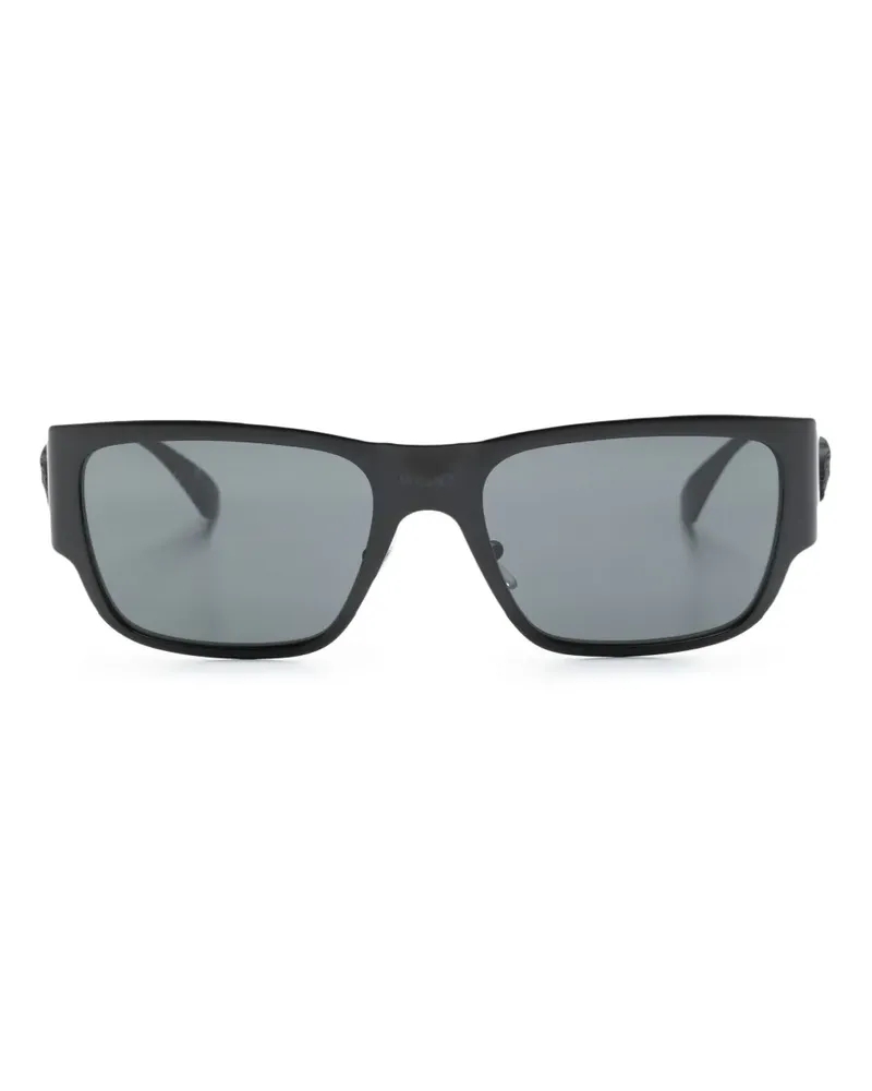 Versace Eckige Sonnenbrille mit mattem Effekt - Schwarz Schwarz
