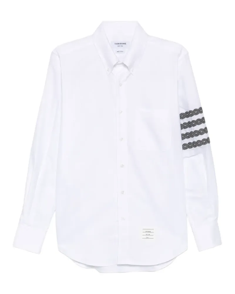 Thom Browne Hemd mit Streifen-Stickerei - Weiß Weiß