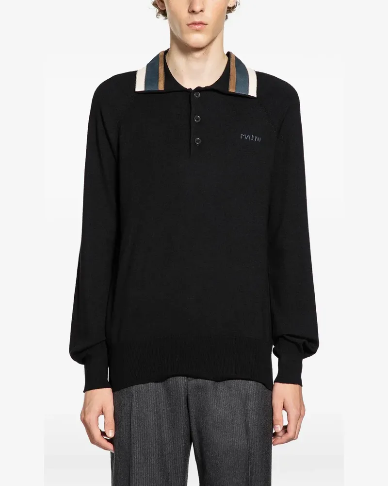 Marni suede collar polo shirt - Schwarz Schwarz