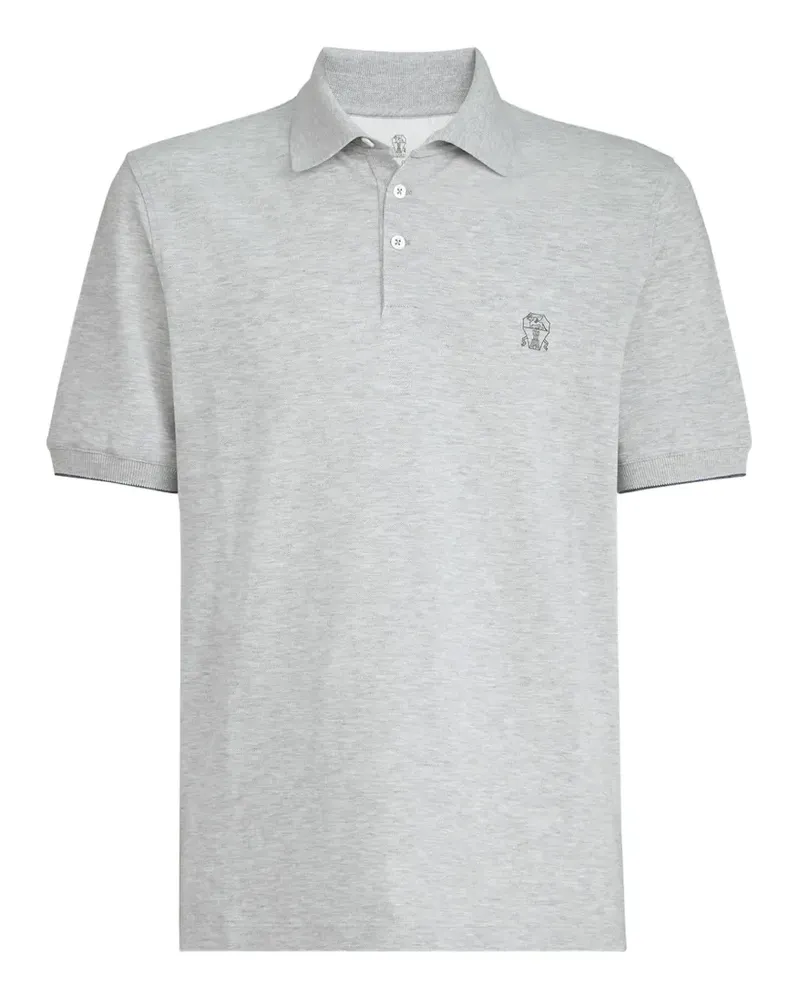 Brunello Cucinelli Poloshirt mit Logo-Stickerei - Grau Grau