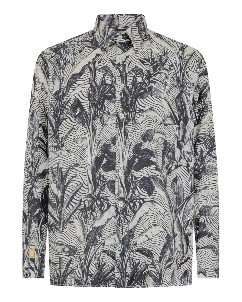Billionaire palm-print silk shirt - Grau Grau