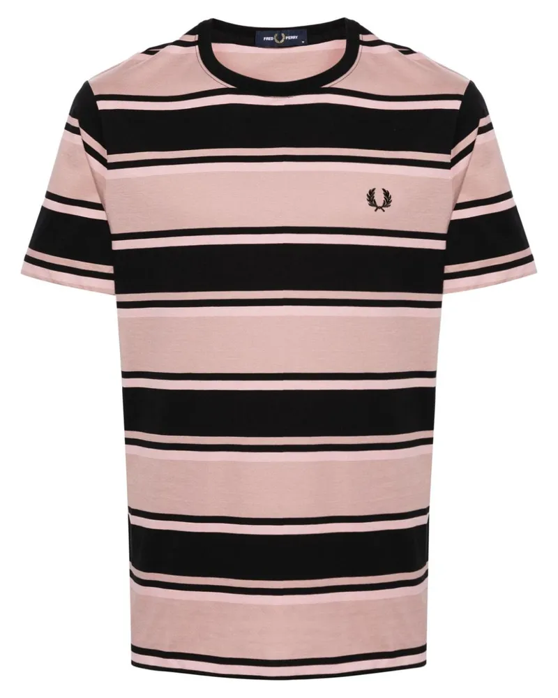 Fred Perry Gestreiftes T-Shirt - Rosa Rosa