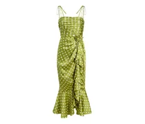 Gerüschtes Kleid mit Polka Dots - Grün