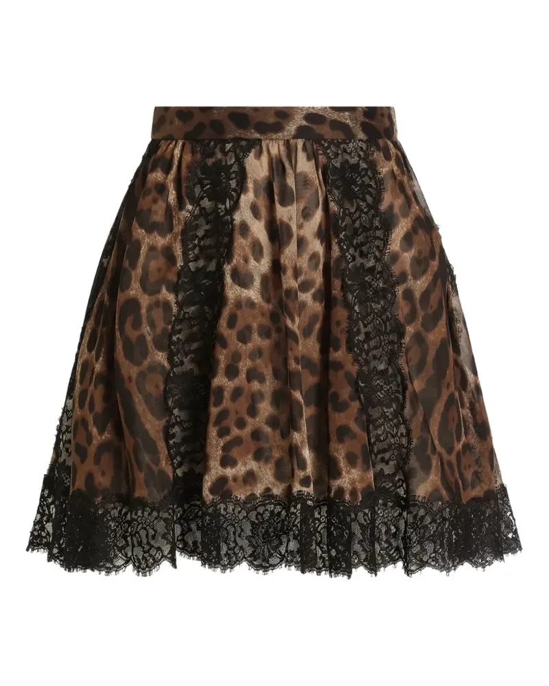 Dolce & Gabbana Chiffonrock mit Leo-Print - Nude Nude