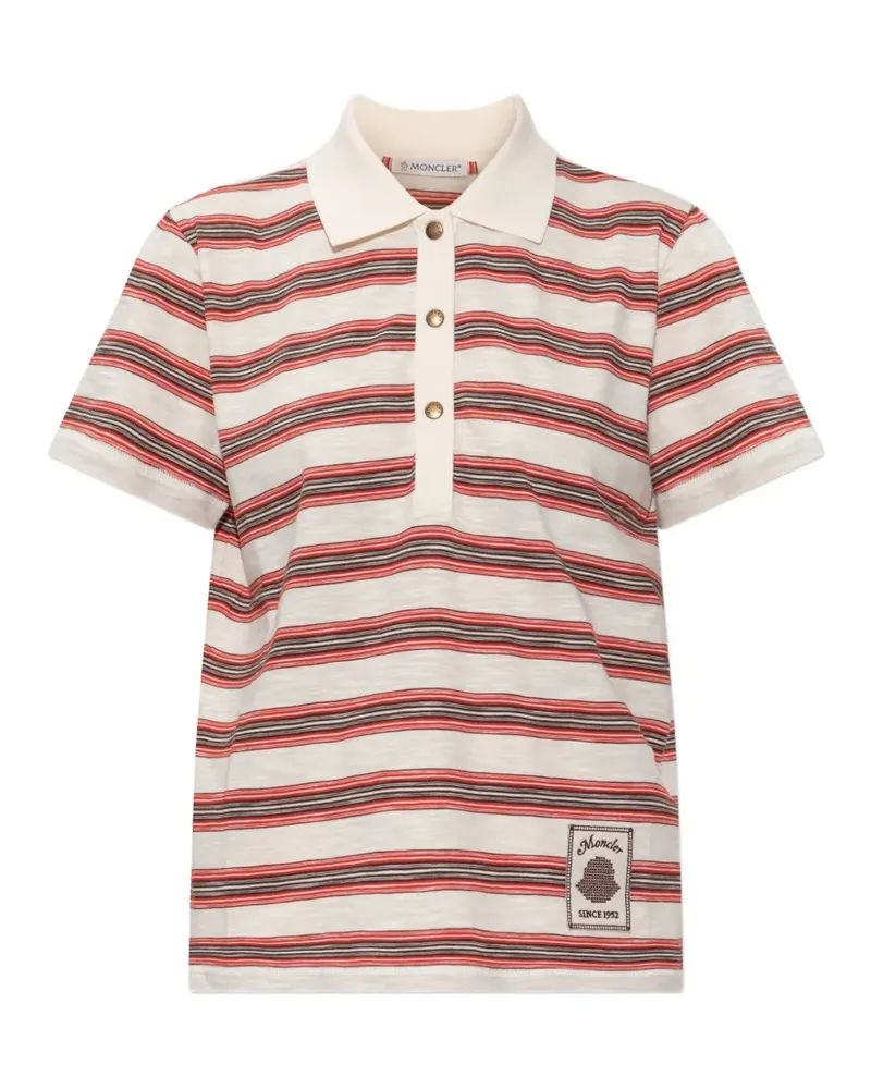 Moncler striped logo-patch polo shirt - Weiß Weiß