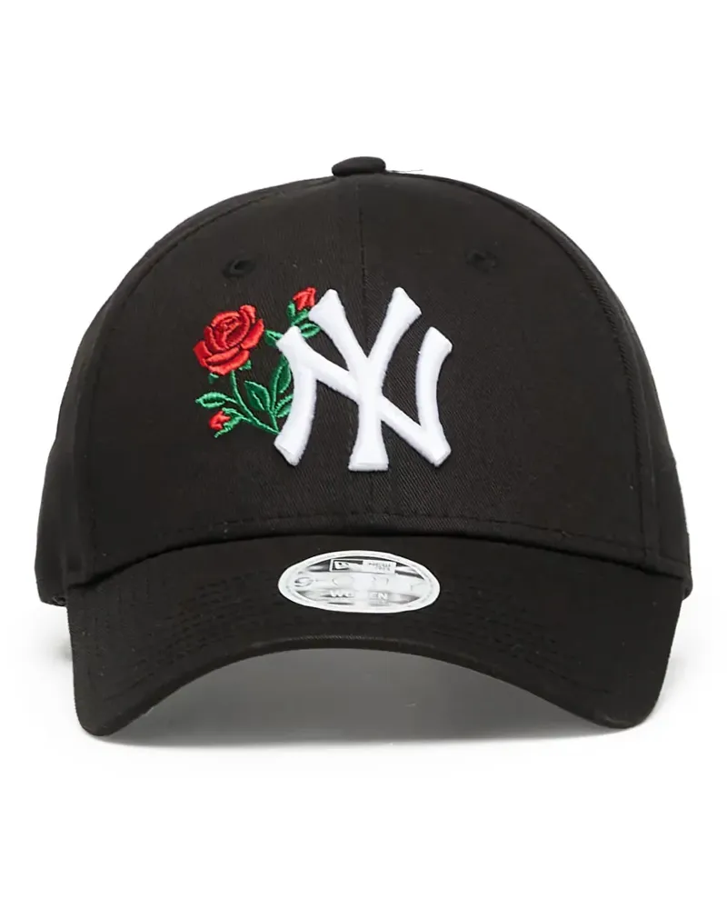 New Era Baseballkappe mit Rosendetail - Schwarz Schwarz
