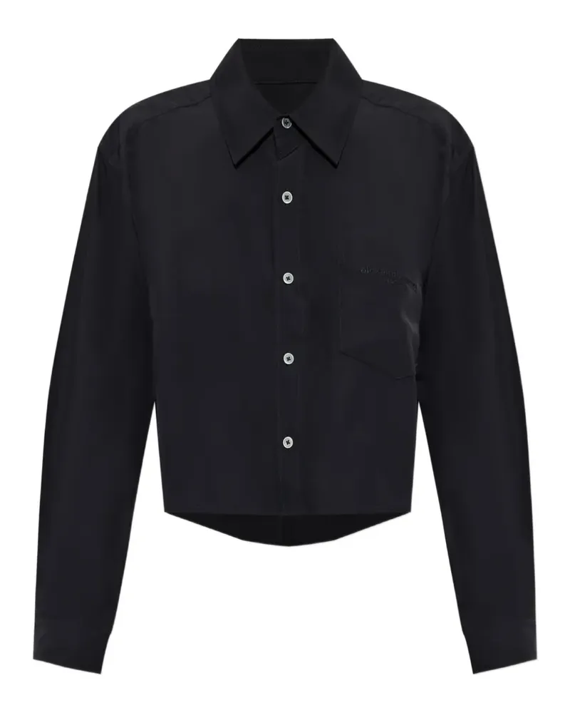 Alexander Wang logo-embroidered cropped shirt - Schwarz Schwarz