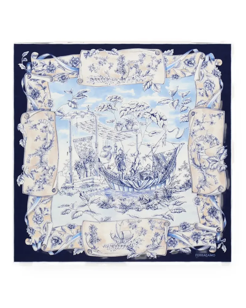 Ferragamo Voyage print silk scarf - Blau Blau