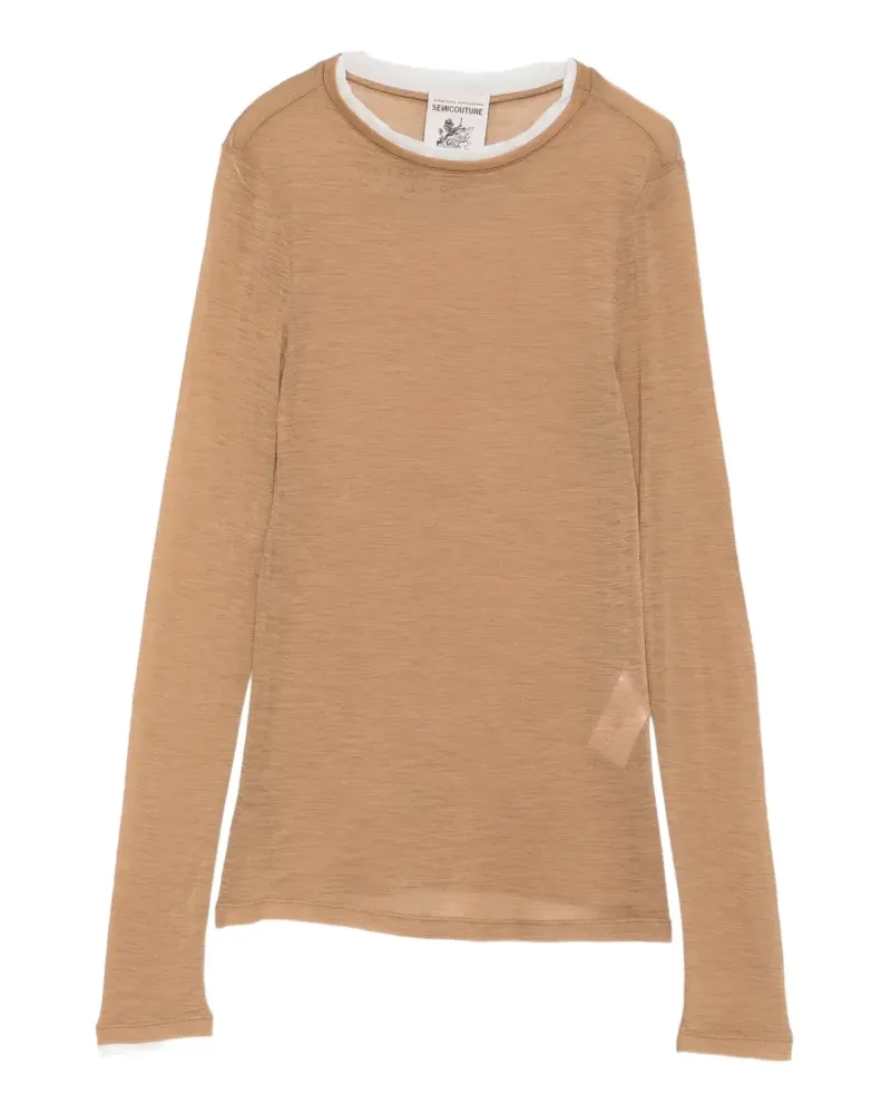 Semicouture Sheer-Pullover im Layering-Look - Nude Nude