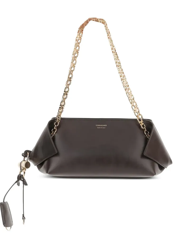 Ferragamo Schultertasche mit gefalteten Details - Braun Braun