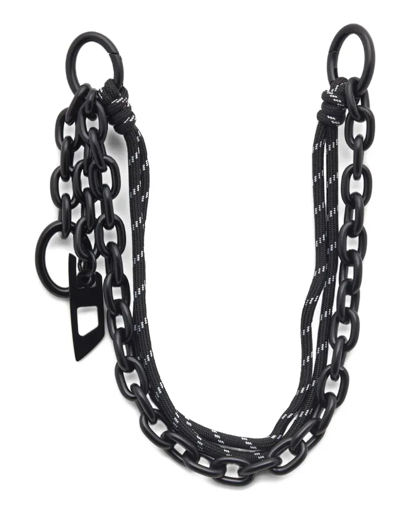 Diesel Chain-D logo-pendant charm - Schwarz Schwarz