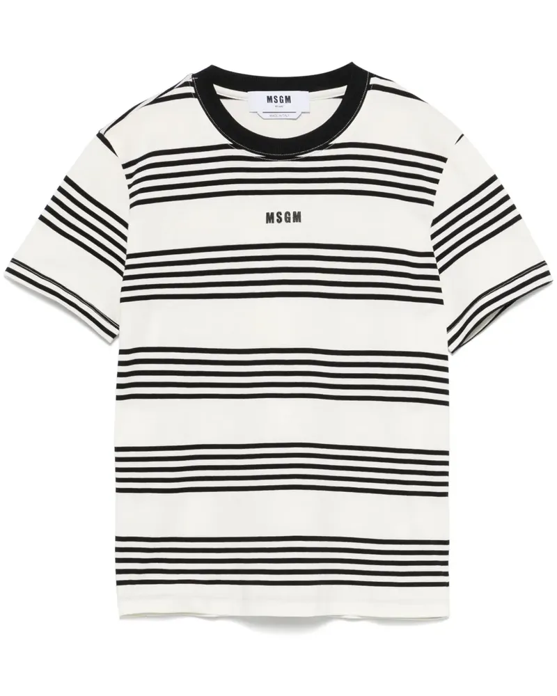 MSGM Gestreiftes T-Shirt - Weiß Weiß