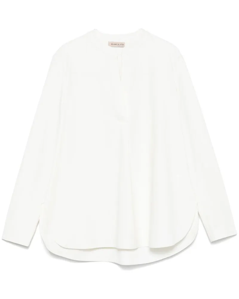 Blanca Bluse mit Stehkragen - Weiß Weiß