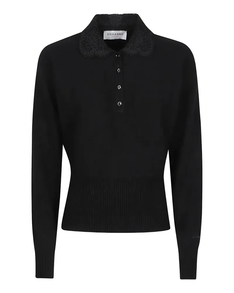 Ermanno Scervino Poloshirt mit Spitzenkragen - Schwarz Schwarz