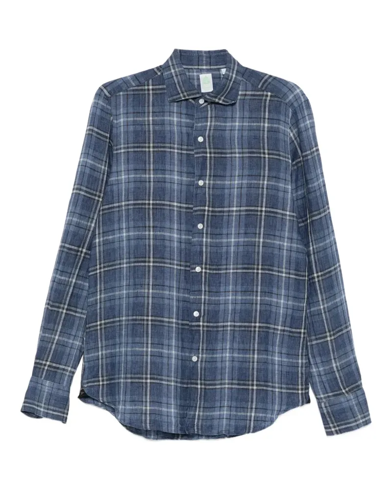 Finamore 1925 check-pattern long-sleeve shirt - Blau Blau
