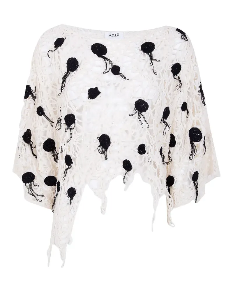 Aviù crochet appliqué blouse - Weiß Weiß