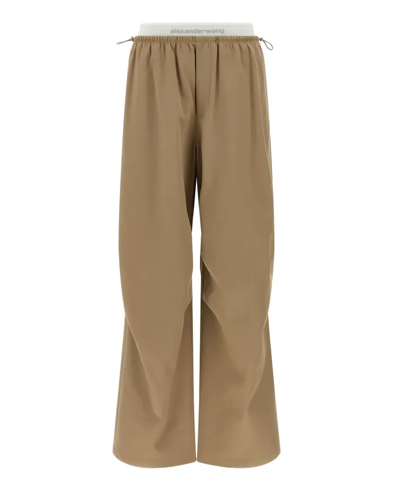 Alexander Wang double-layer logo-waistband trousers - Braun Braun