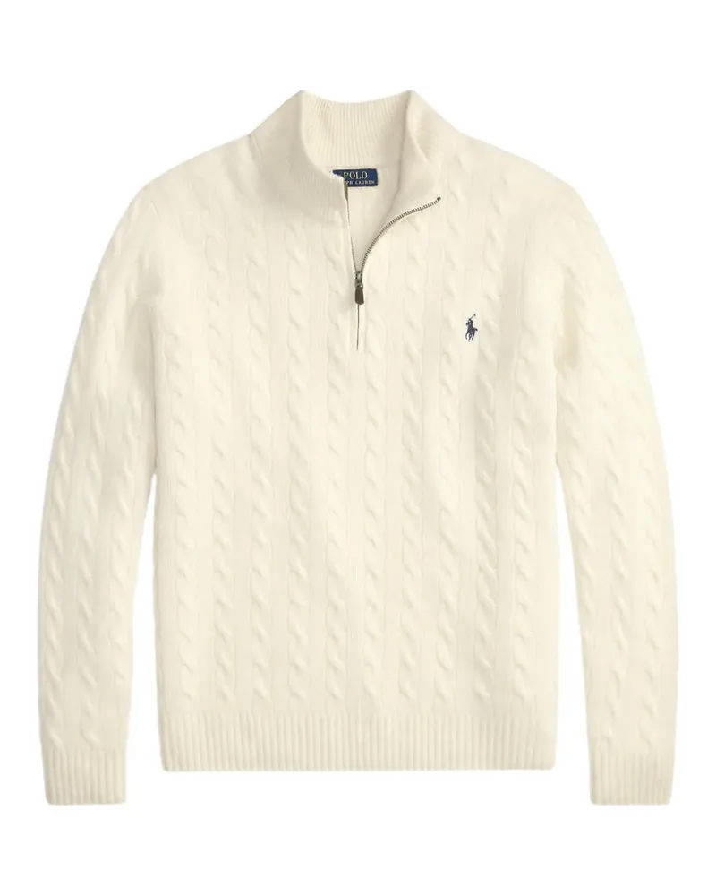 Ralph Lauren Pullover mit Zopfmuster und Viertelreißverschluss - Nude Nude
