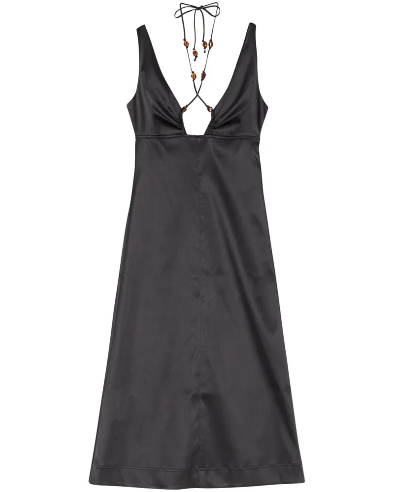 Ganni Trägerkleid mit V-Ausschnitt - Schwarz Schwarz