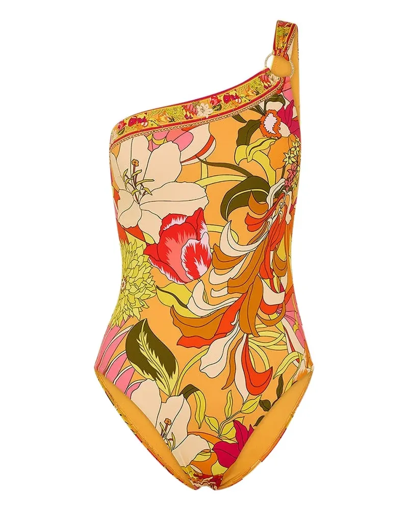 Camilla Badeanzug mit Blumenmuster - Gelb Gelb