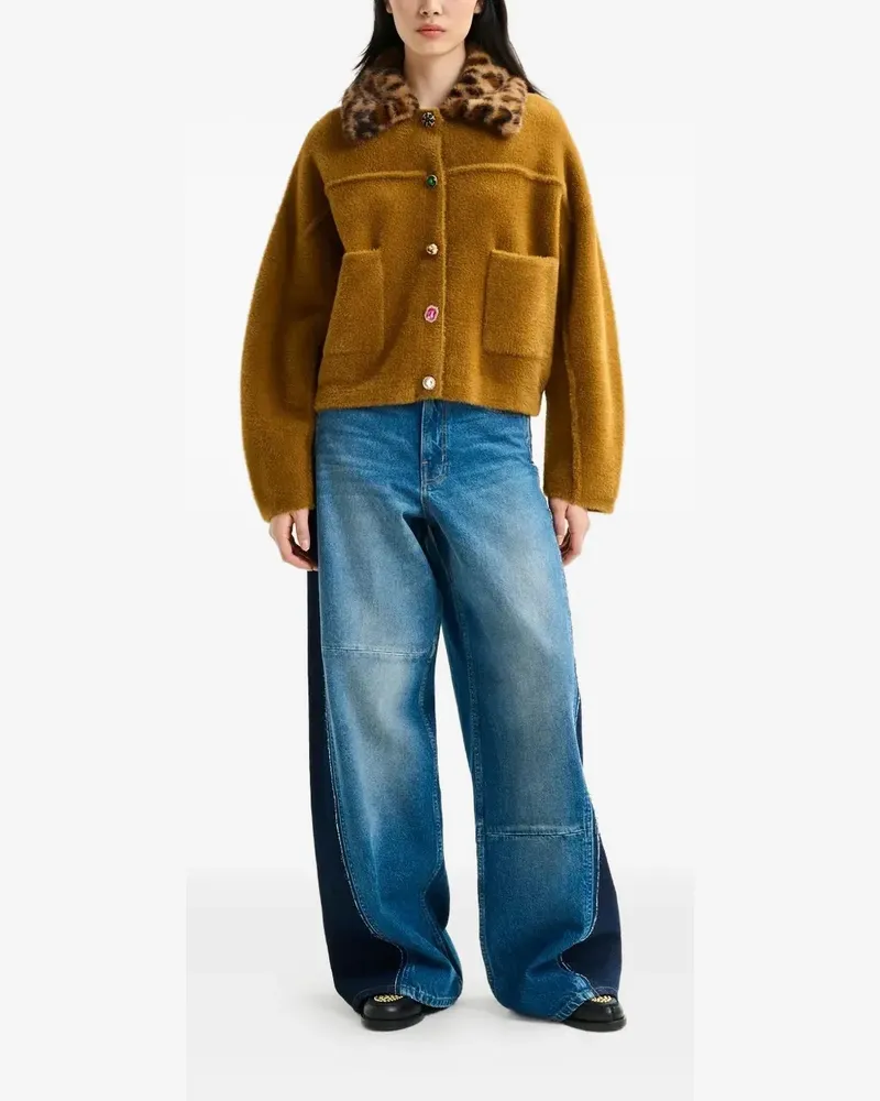 Essentiel Cardigan mit Leoparden-Print - Braun Braun