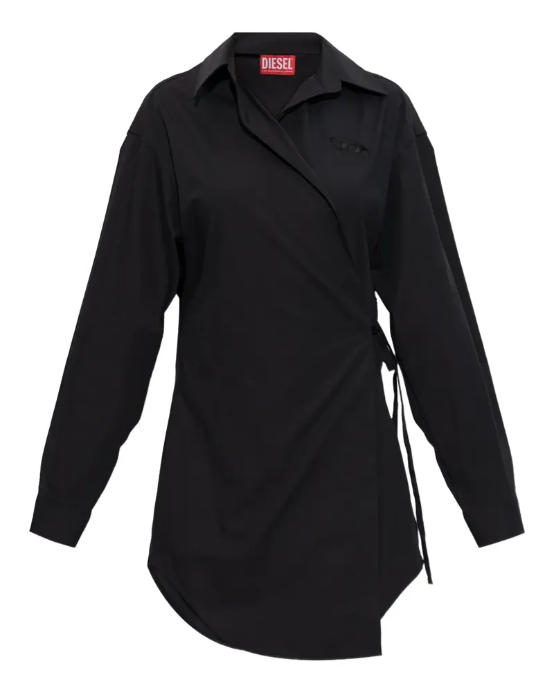 Diesel D-Delphos-S1 Wickelkleid mit Logo-Stickerei - Schwarz Schwarz