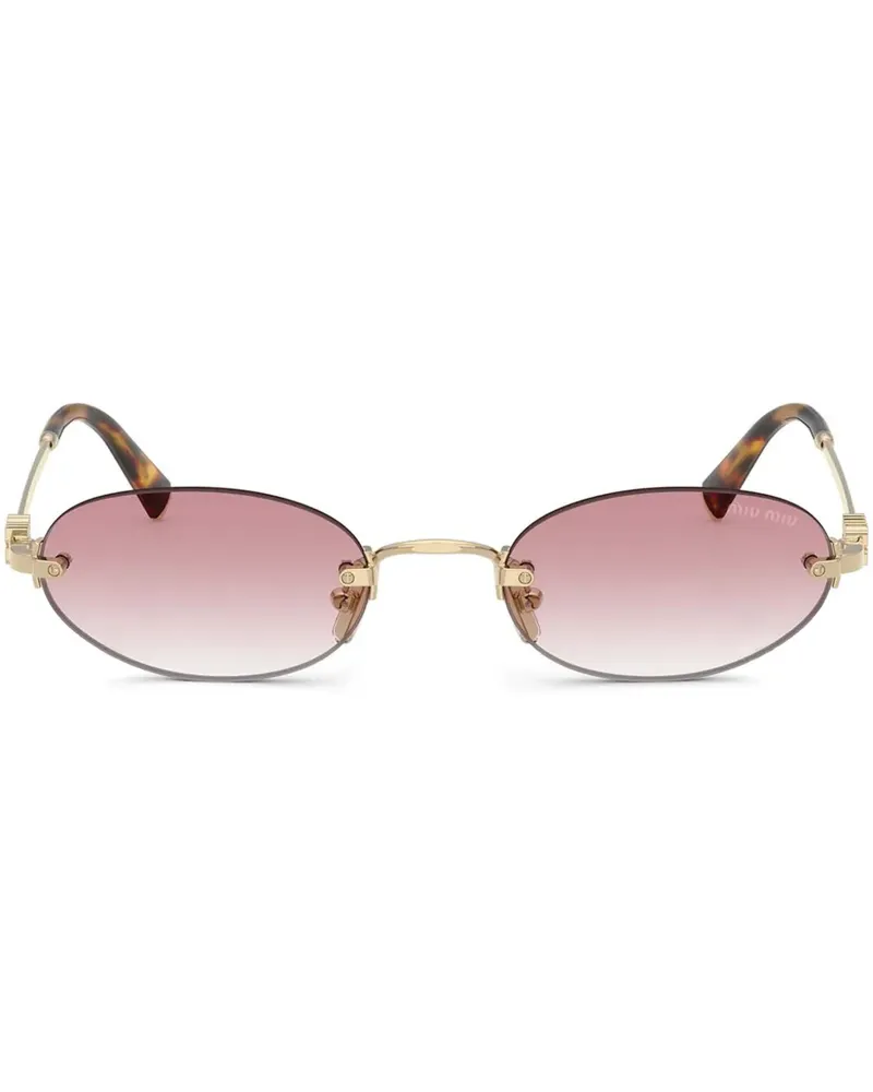 Miu Miu Sonnenbrille mit ovalem Gestell - Gold Gold