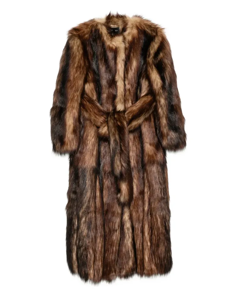 Simone Rocha Faux-Fur-Mantel mit Gürtel - Braun Braun