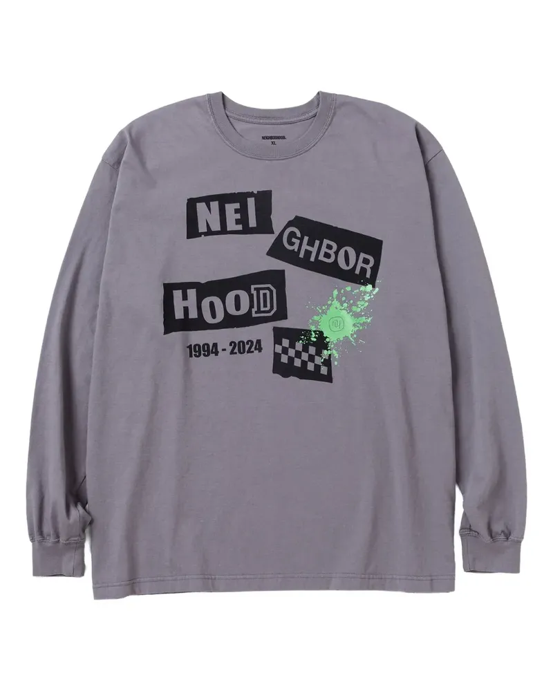 Neighborhood Langarmshirt mit grafischem Print - Grau Grau