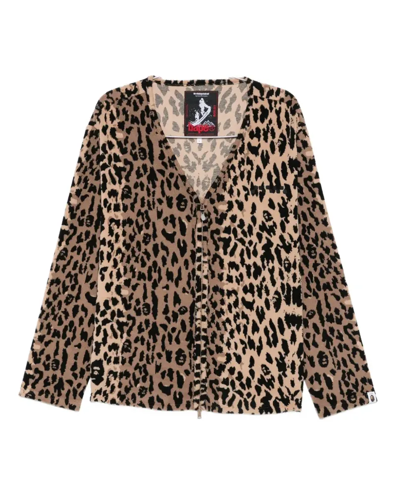 BAPE x Kazuki Kuraish leopard-pattern V-neck jacket - Braun Braun