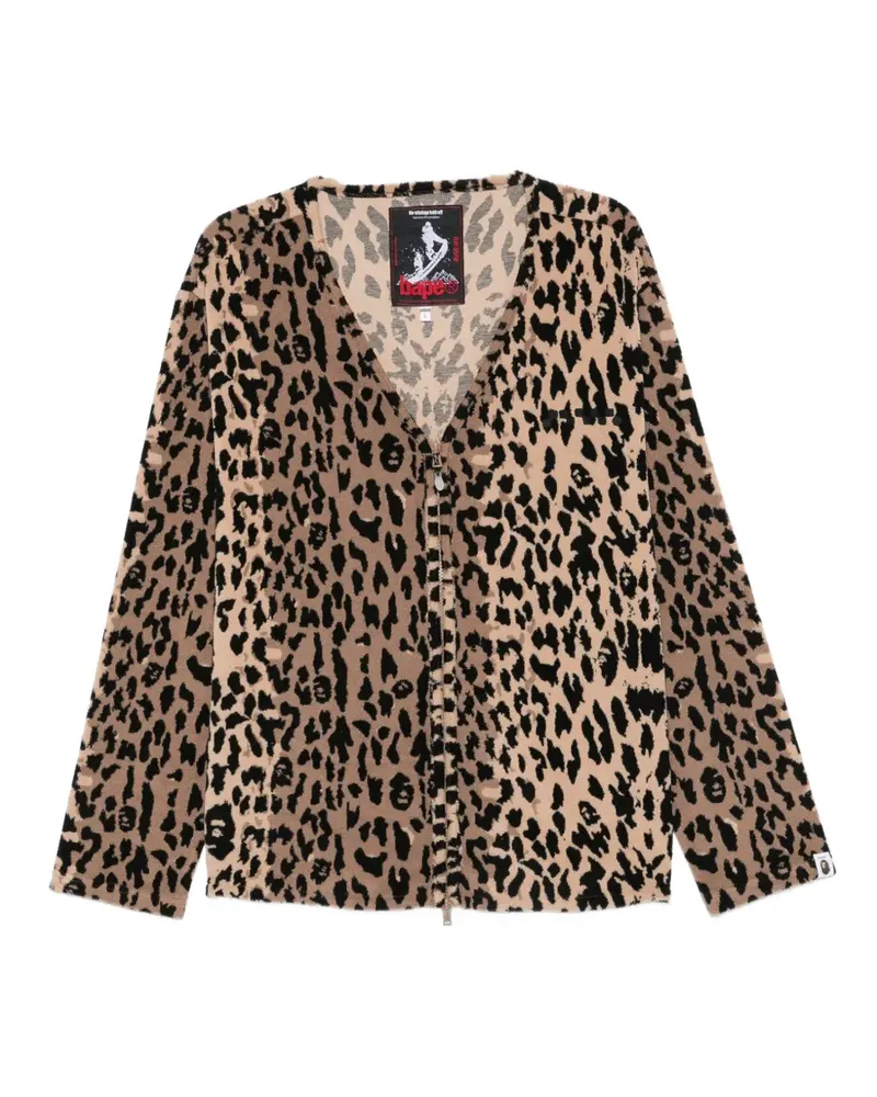 BAPE x Kazuki Kuraish leopard-pattern V-neck jacket - Braun Braun