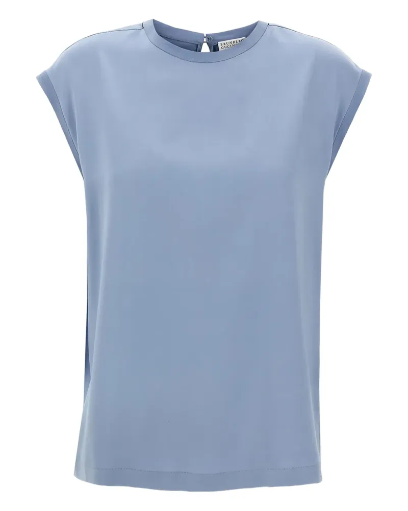 Brunello Cucinelli T-Shirt aus Seide - Blau Blau